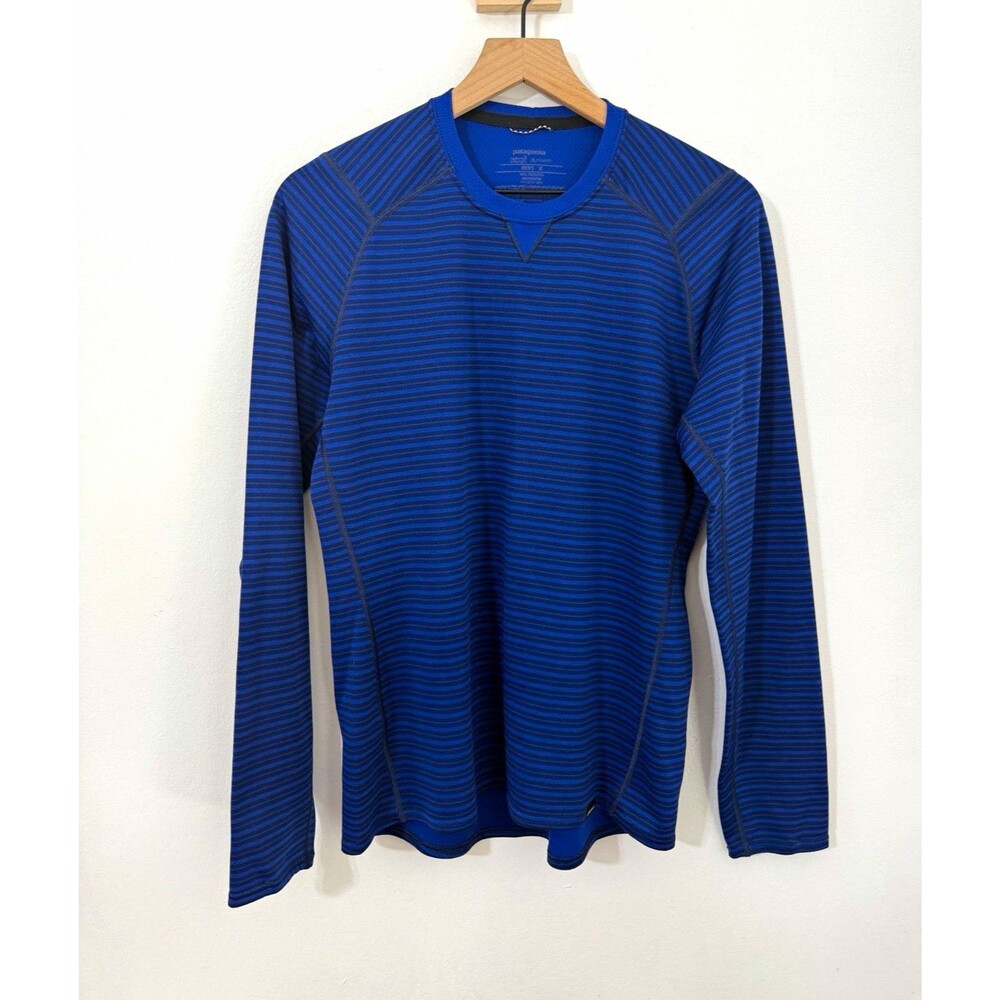 Patagonia Men’s Capilene 3 Midweight Blue Striped Baselayer Long Sleeve Top Med